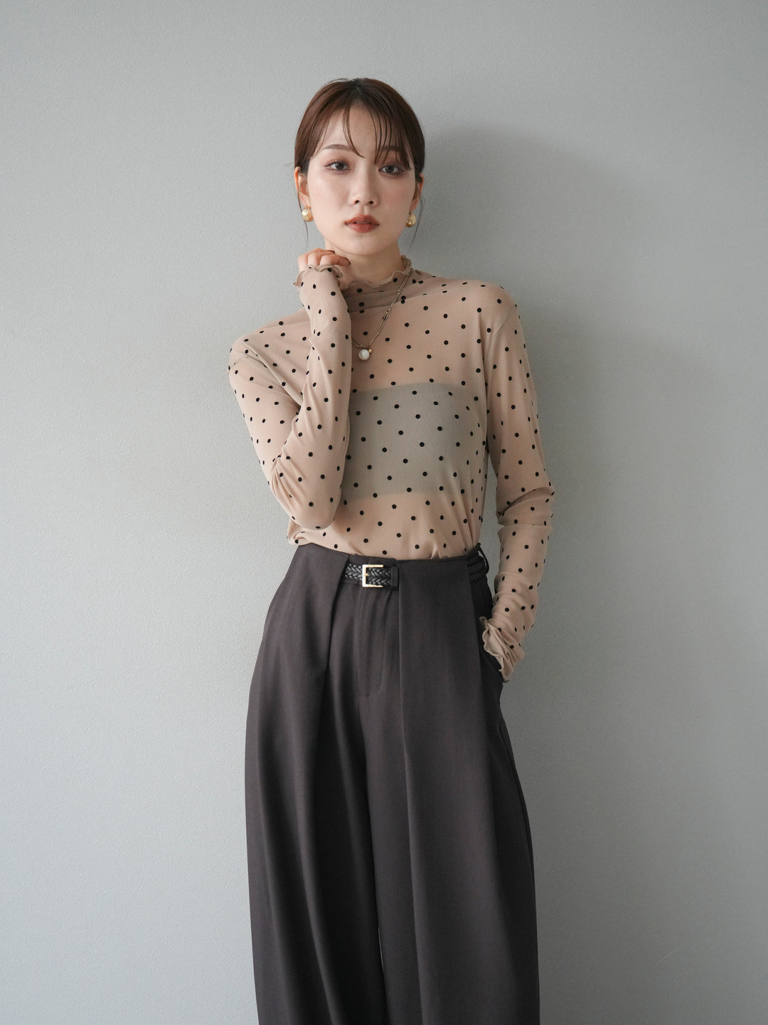 [予約]ドットシアートップス/beige