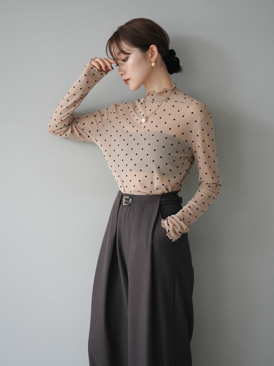 [予約]ドットシアートップス/beige