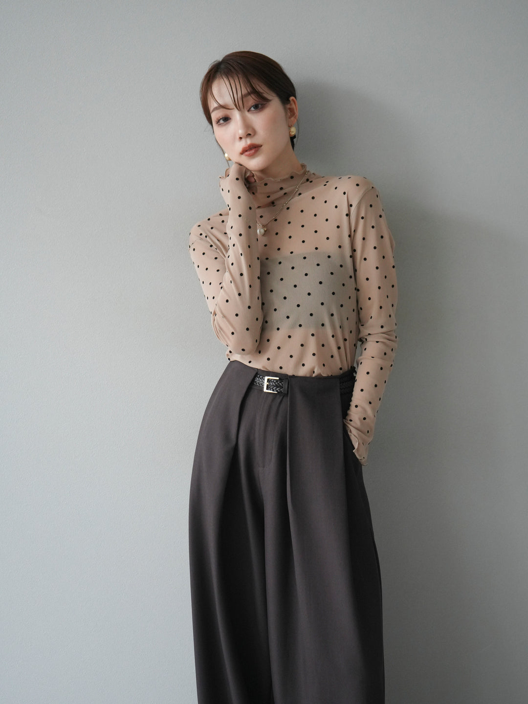 [予約]ドットシアートップス/beige