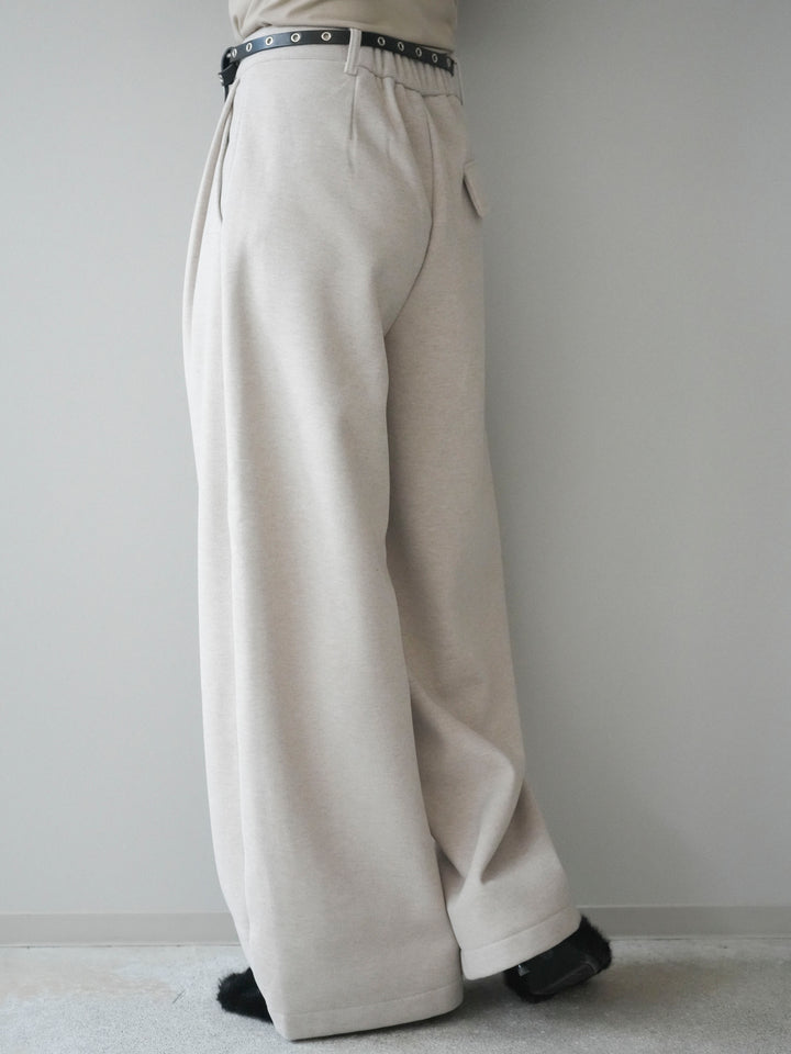 [予約]ベルト付き裏起毛ワイドパンツ/ecru