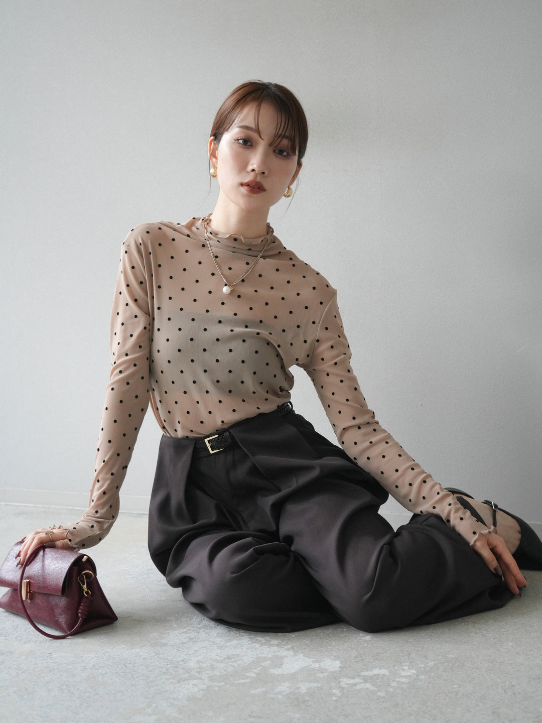 [予約]ドットシアートップス/beige