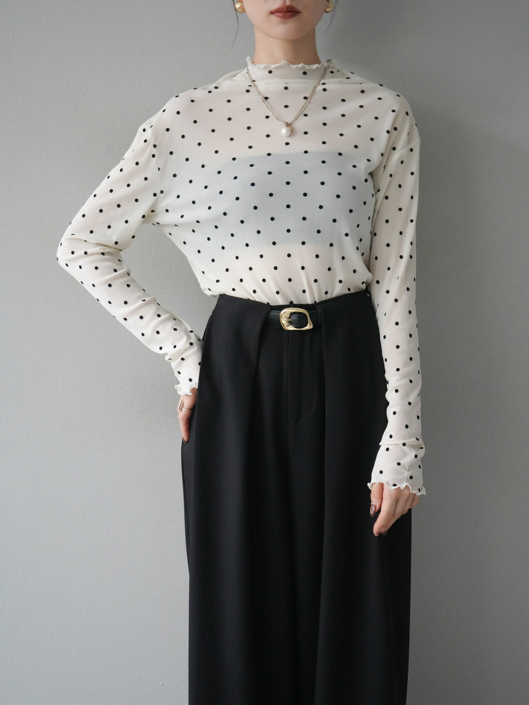 [予約]ドットシアートップス/ivory