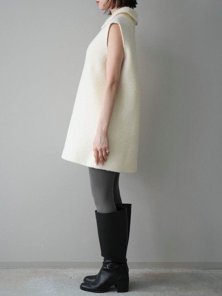 [予約]襟付きブークレミニワンピース/offwhite