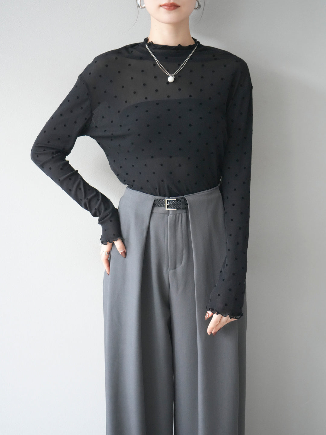 [予約]ドットシアートップス/black