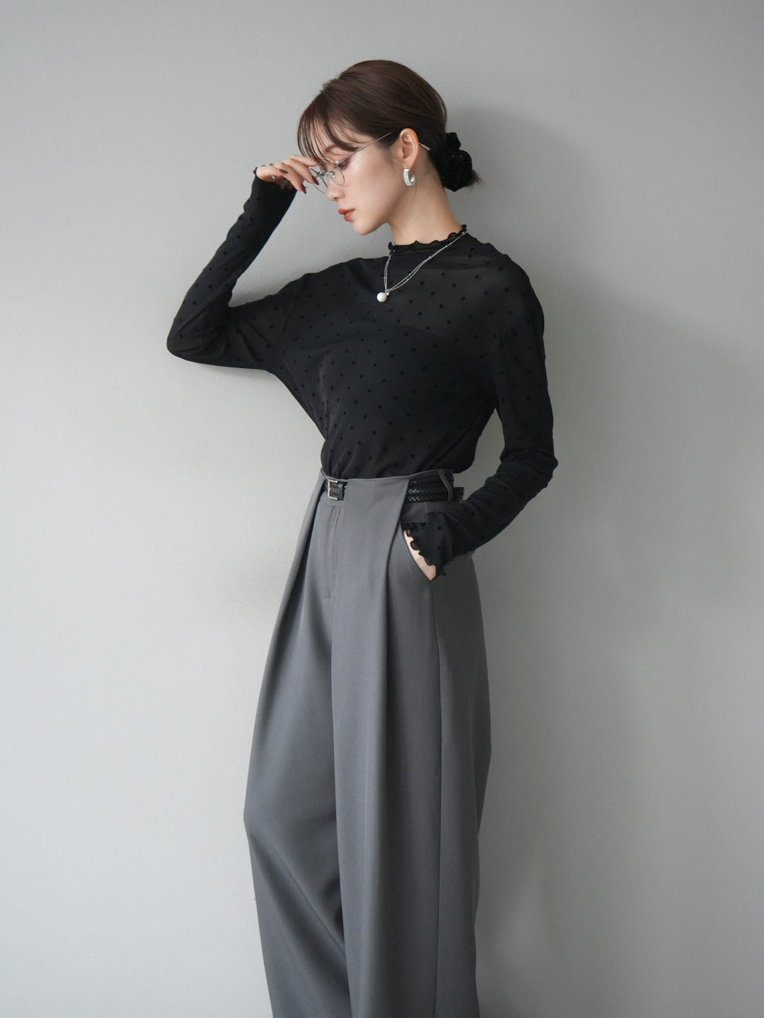 [予約]ドットシアートップス/black