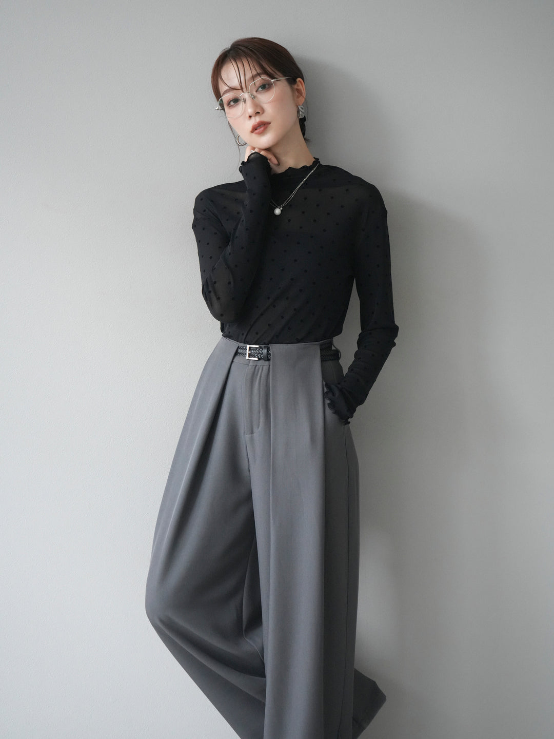 [予約]ドットシアートップス/black