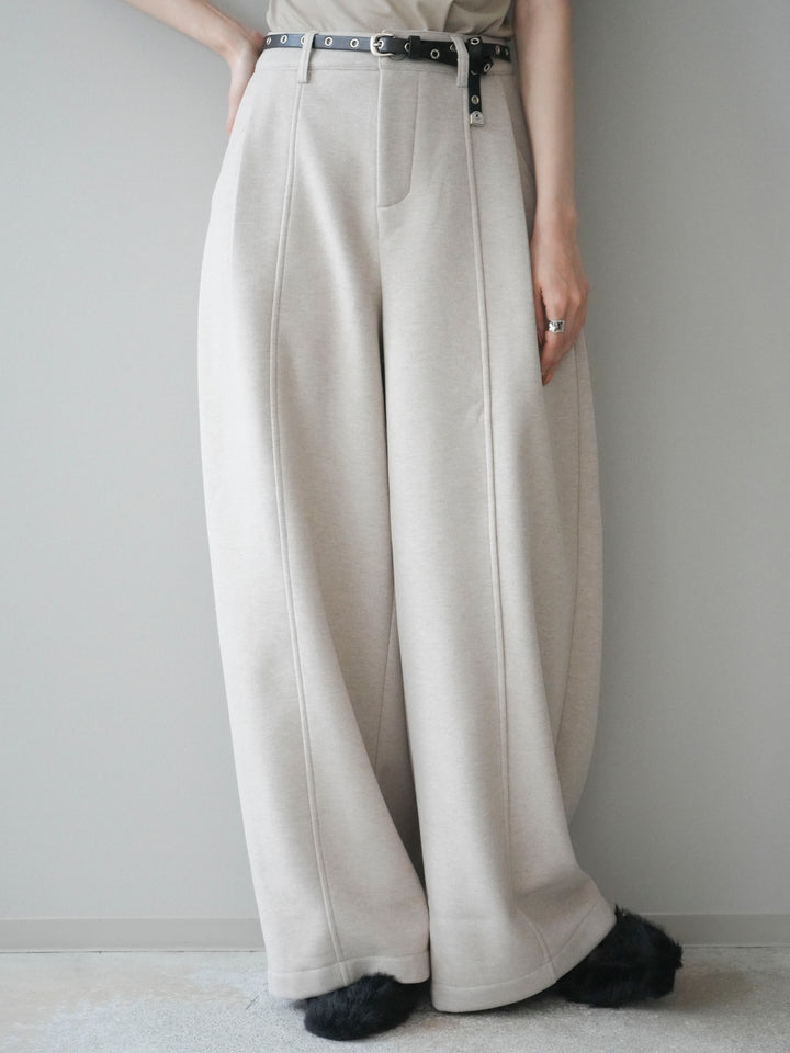 [予約]ベルト付き裏起毛ワイドパンツ/ecru