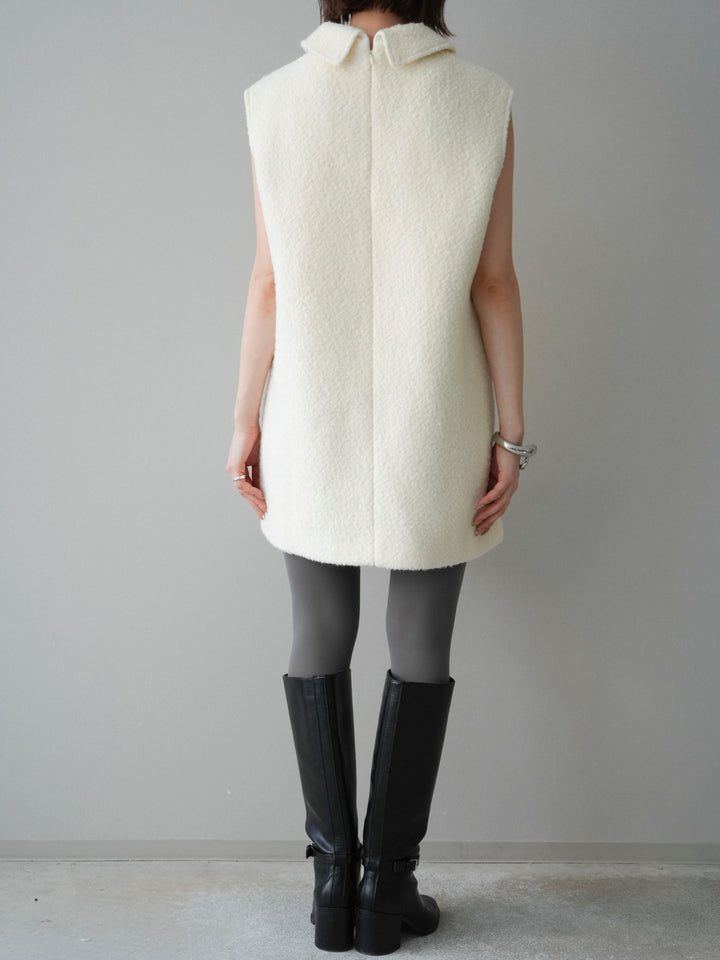 [予約]襟付きブークレミニワンピース/offwhite