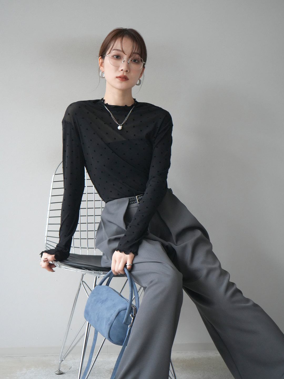 [予約]ドットシアートップス/black