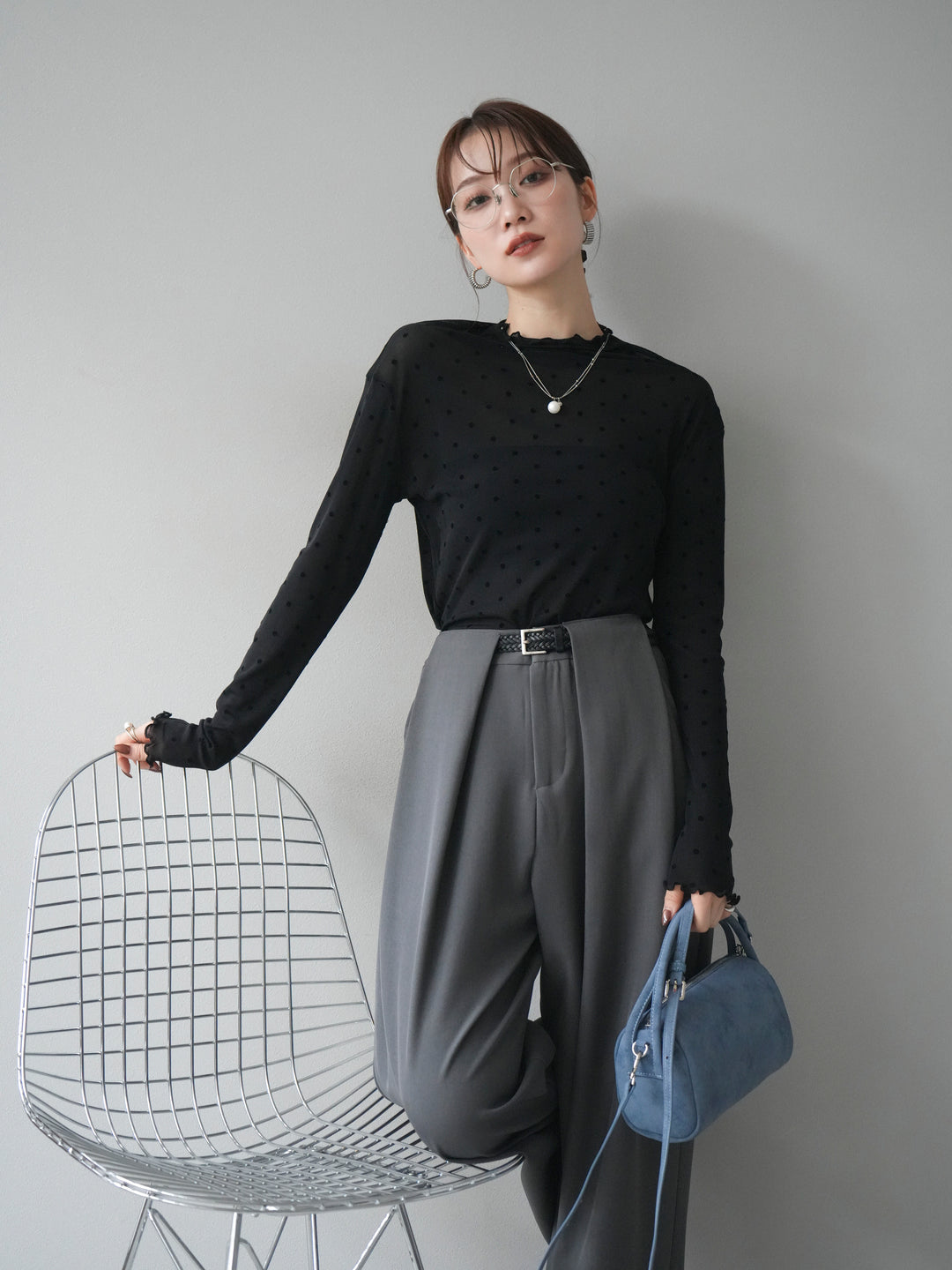 [予約]ドットシアートップス/black