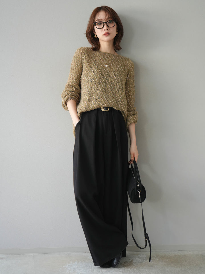 [予約]異素材ミックスヤーンニットプルオーバー/beige