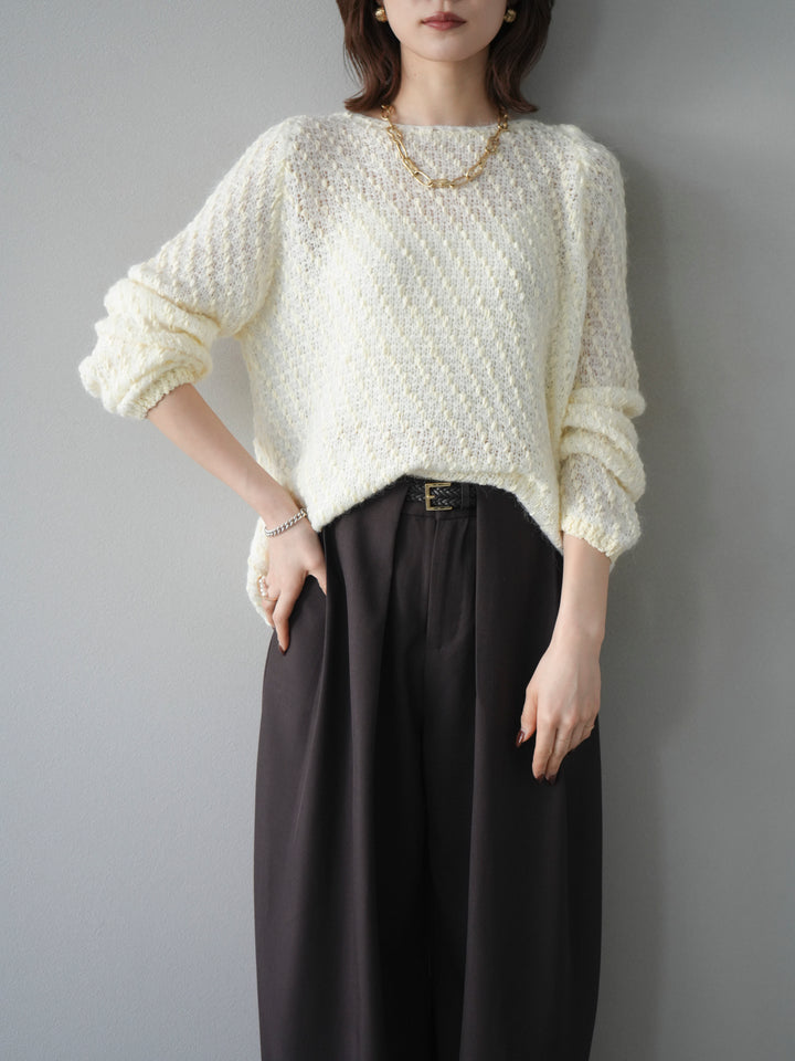 [予約]異素材ミックスヤーンニットプルオーバー/ivory