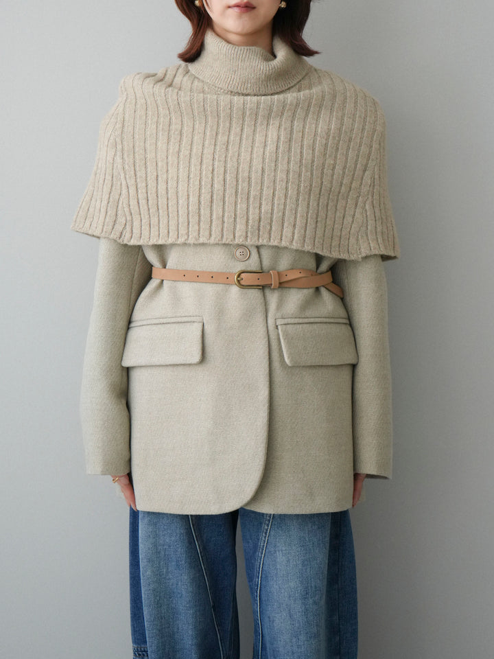 [20%オフ]ケープ付ノーカラージャケット/ivory