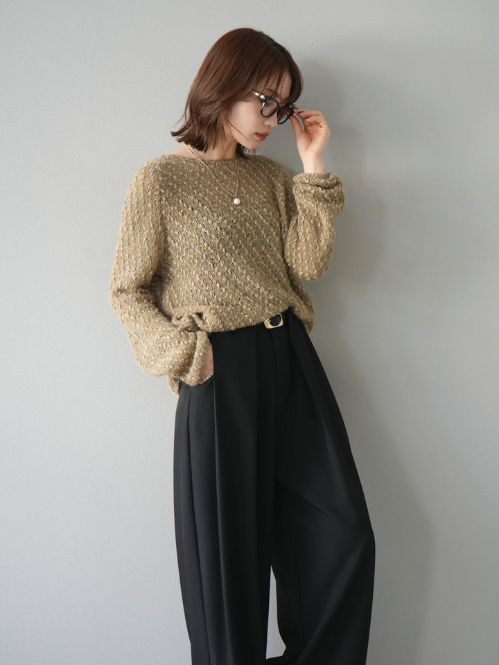 [予約]異素材ミックスヤーンニットプルオーバー/beige