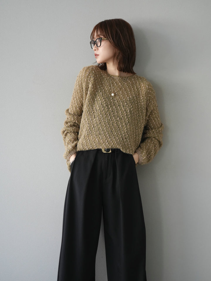 [予約]異素材ミックスヤーンニットプルオーバー/beige