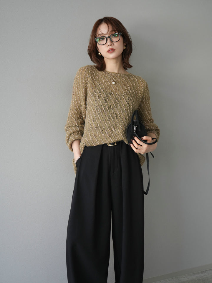 [SET]異素材ミックスヤーンニットプルオーバー+選べるアクセセット(2set)