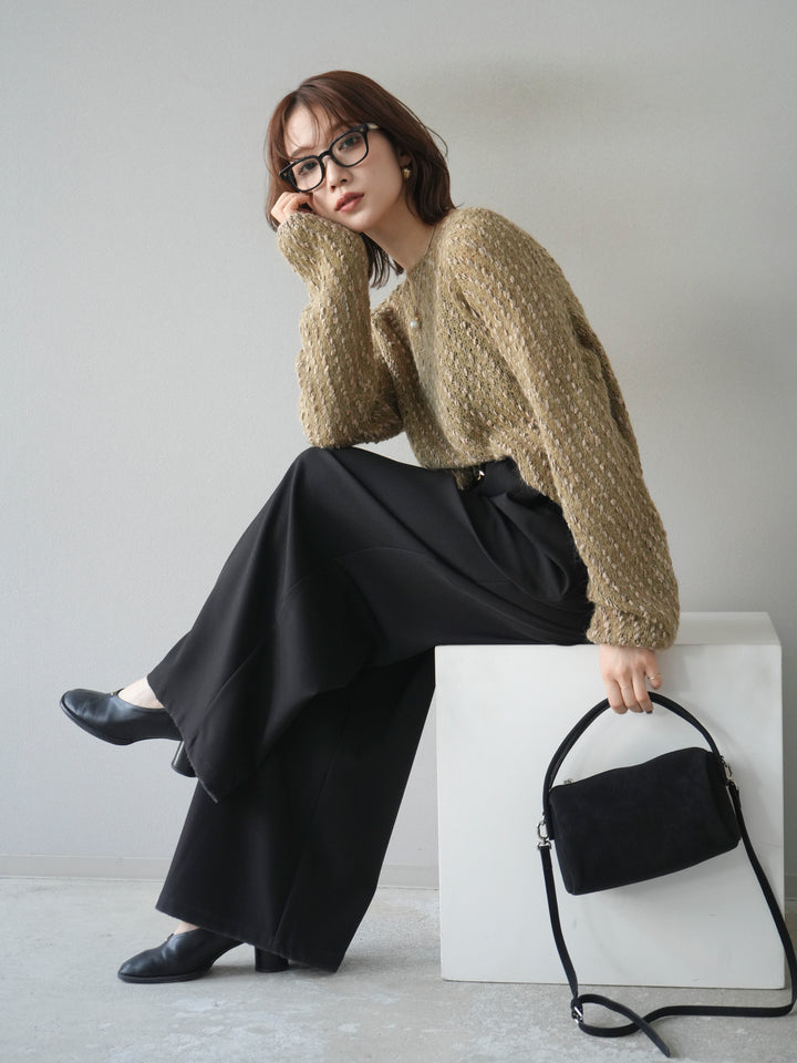 [予約]異素材ミックスヤーンニットプルオーバー/beige