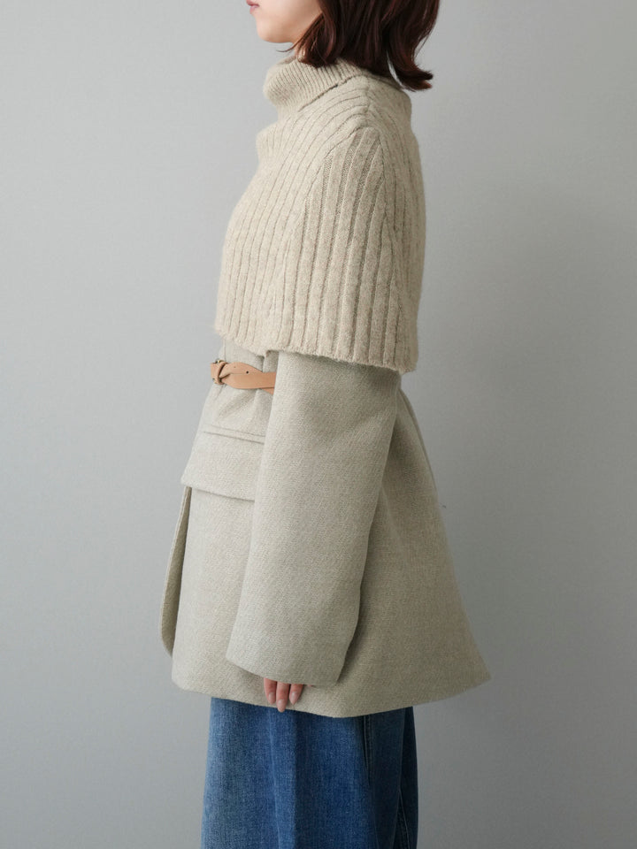 [20%オフ]ケープ付ノーカラージャケット/ivory