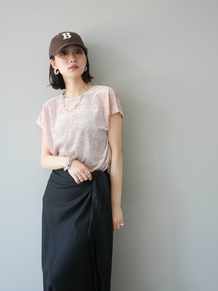 [SET]シアーベロアプルオーバー+サイド巻きツイルスカート(2set)