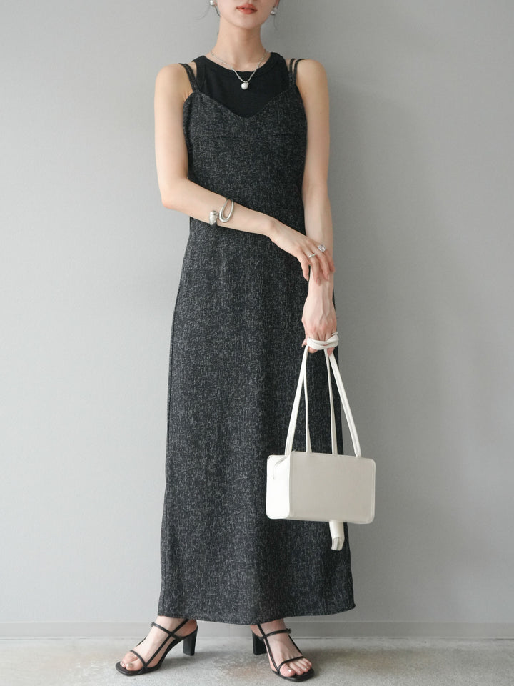 [預購] 夏季粗花呢露背吊帶洋裝/黑色