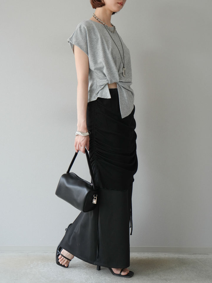 [予約]シアーレイヤードタイトスカート/ブラック