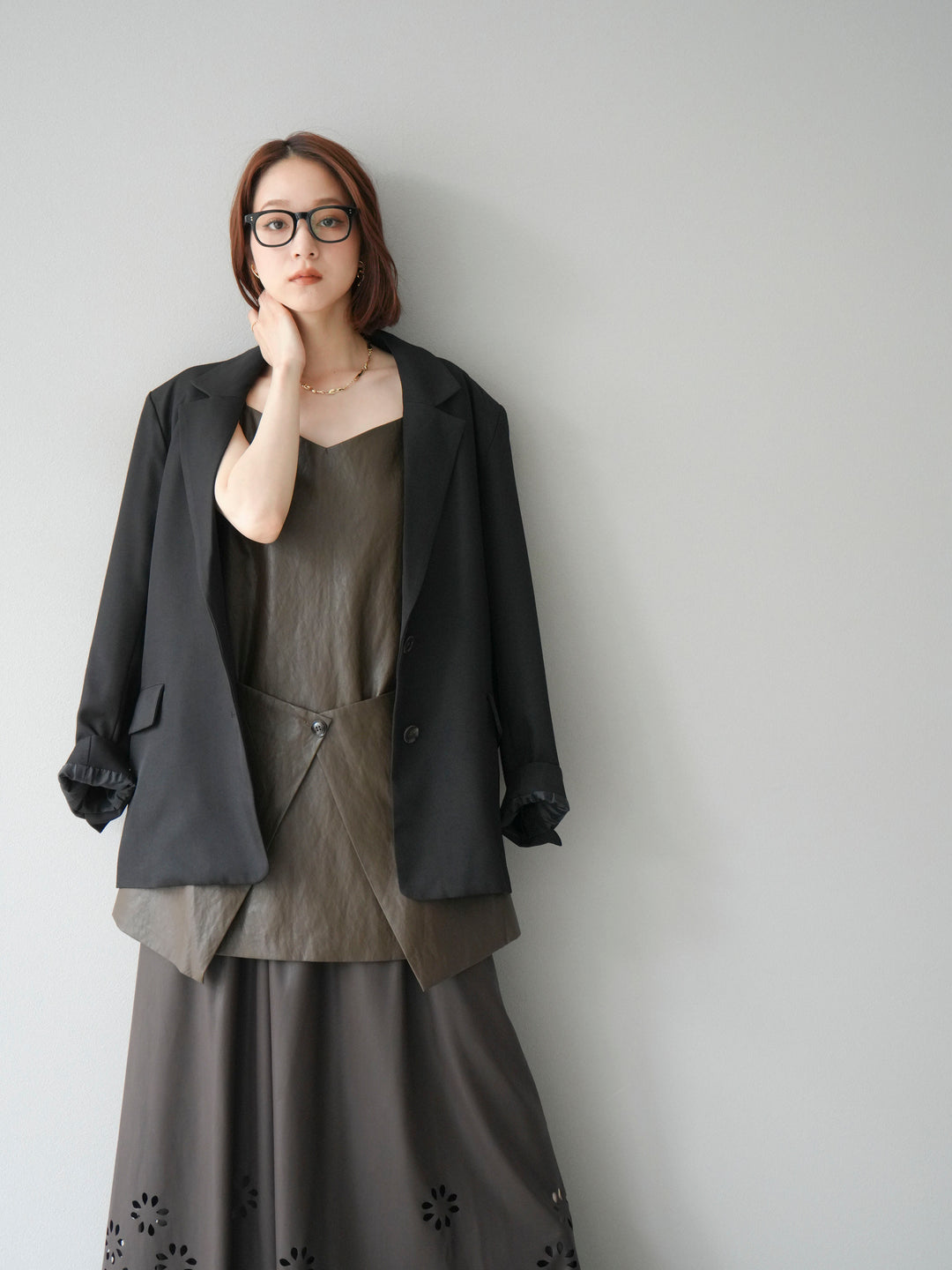 [予約]エステルオーバーテーラードジャケット/ブラック