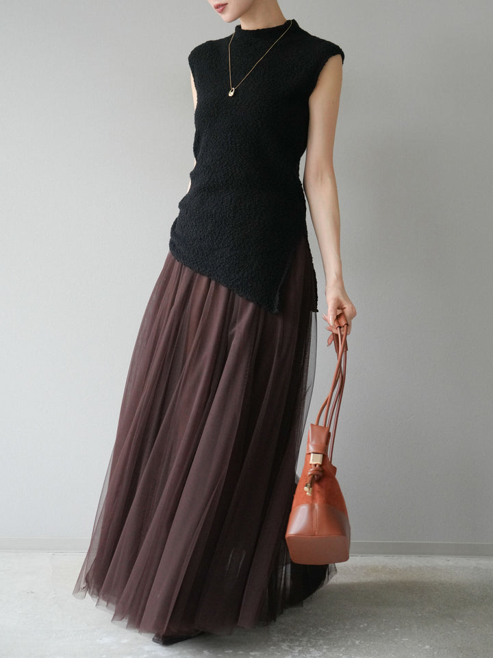 [予約]チュールボリュームスカート/ブラウン