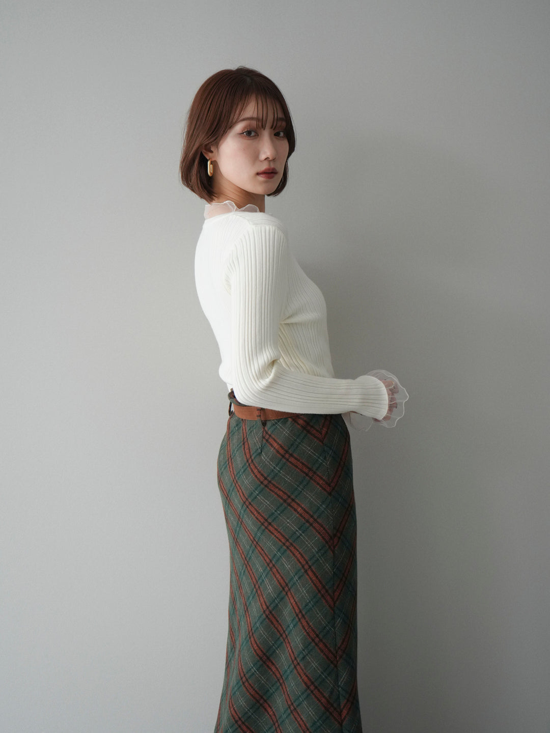 [SET]チュールドッキングリブニットトップス+チュールドッキングリブニットトップス(2set)