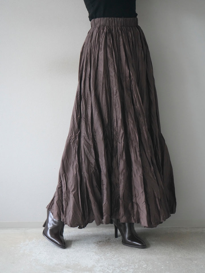 [予約]ワッシャープリーツロングスカート/brown