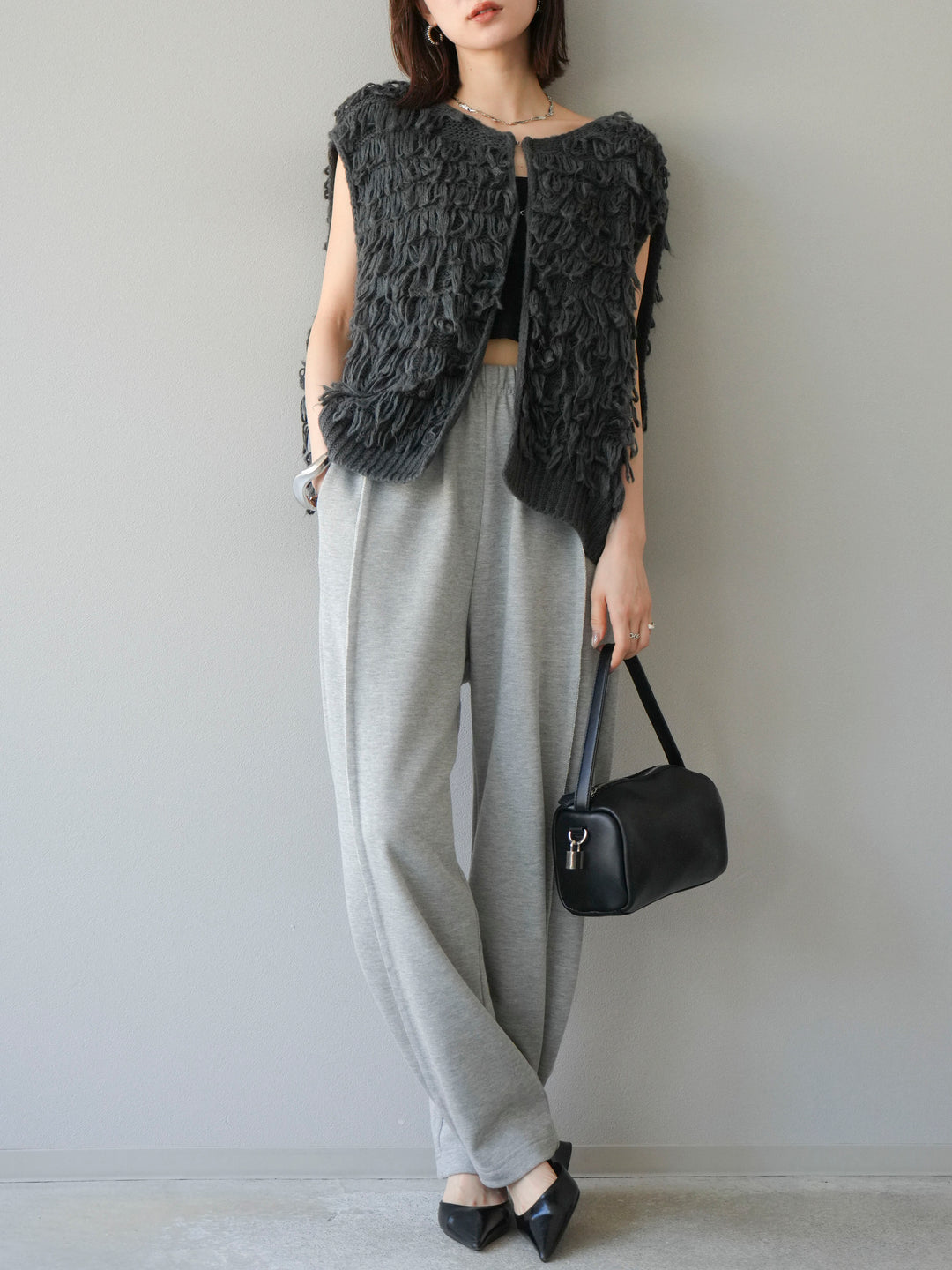 [予約]ループデザインベスト/チャコール