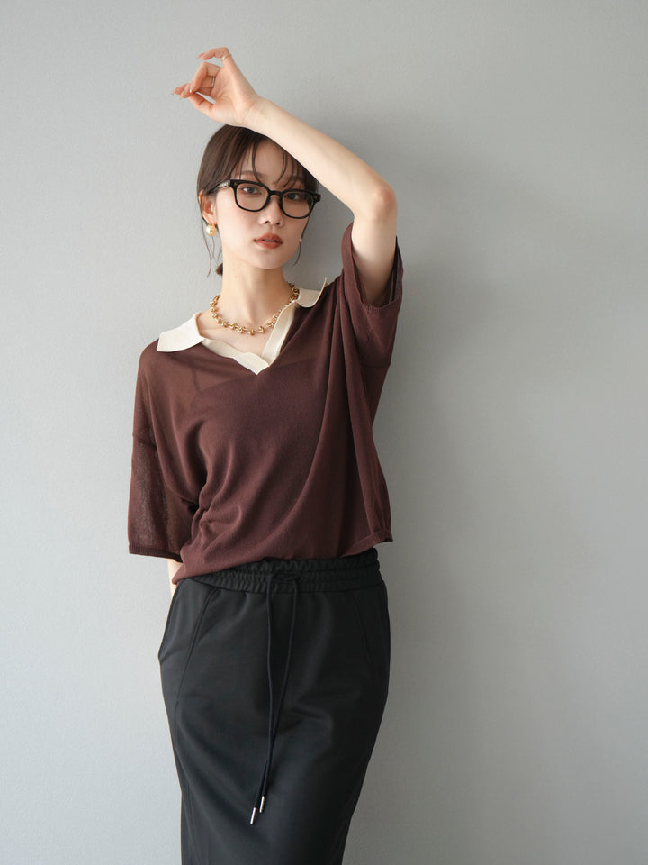 [予約]シアーポロニットプルオーバー/ブラウン