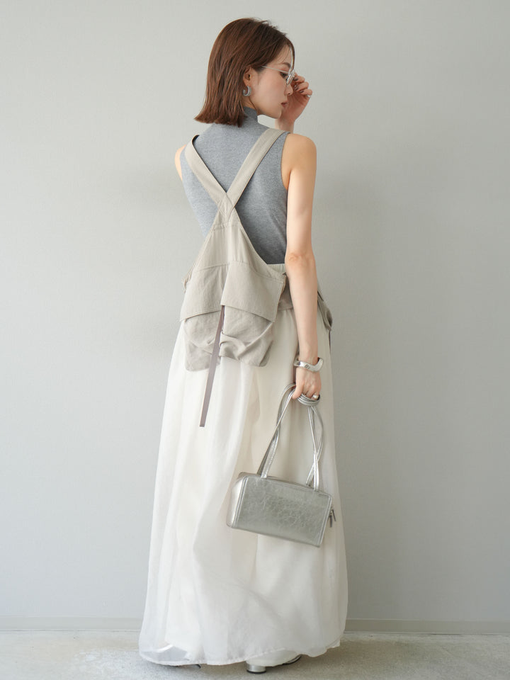 [予約]タクティカルベストオーガンザワンピース/グレージュ