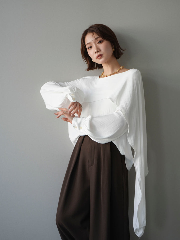 [予約]シルキードレープブラウス/white
