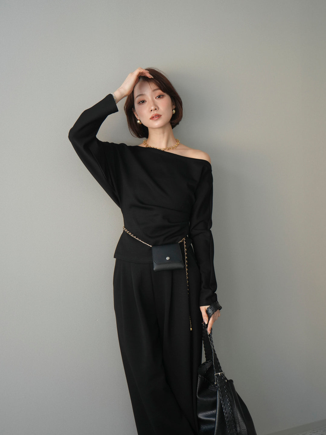 [SET]ライトポンチワンショルタックトップス＆パンツSETUP