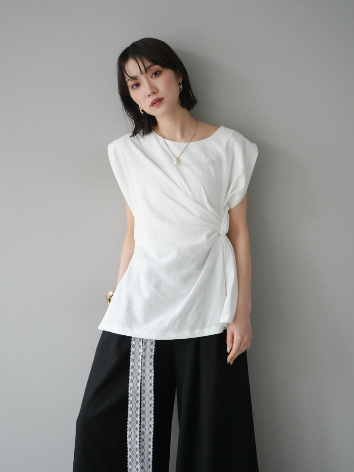 [預訂] 側扭法式上衣/象牙白
