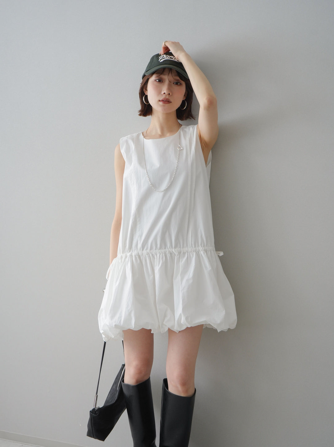 [予約]ノースリバルーンミニワンピース/white