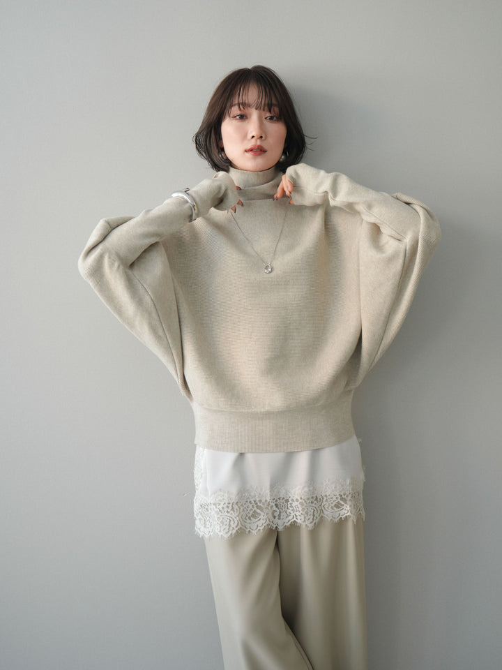 [予約]ボリュームドルマンタートルニットプルオーバー/ivory