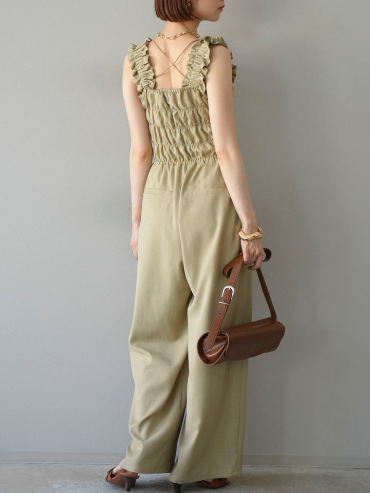 [予約]ヘザーエステルシャーリングサロペット/ベージュ