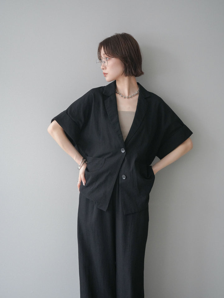 [SET]ハーフスリーブオーバージャケット+リラックスワイドパンツ(2set)