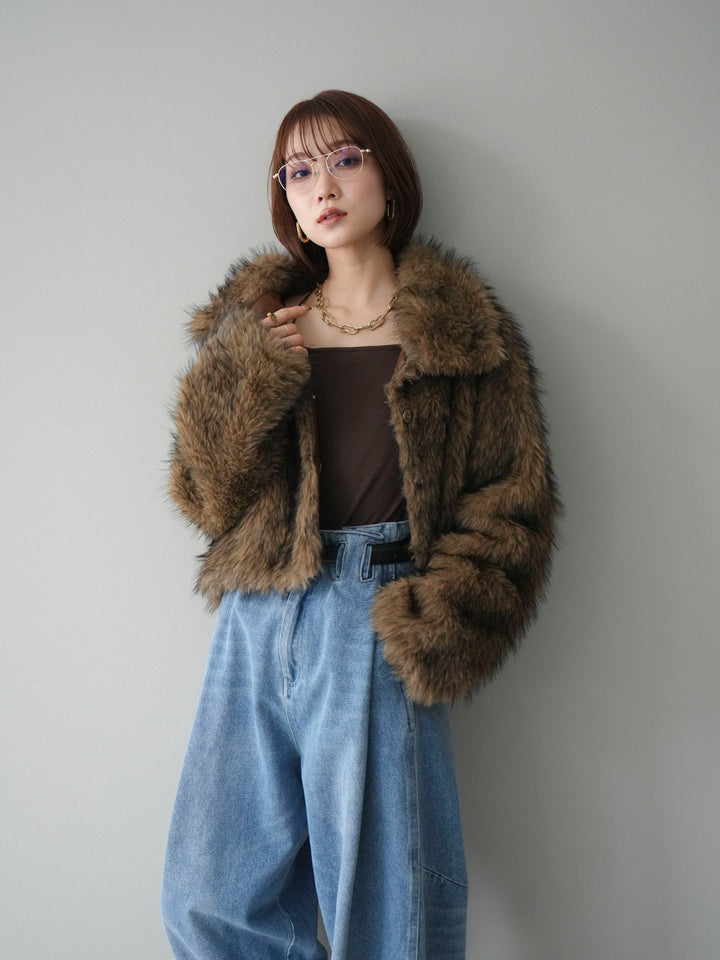 [20%オフ]MIXファースタンドネックショートジャケット/camel