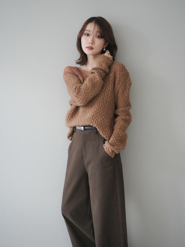 [予約]ダメージデザインニットプルオーバー/camel