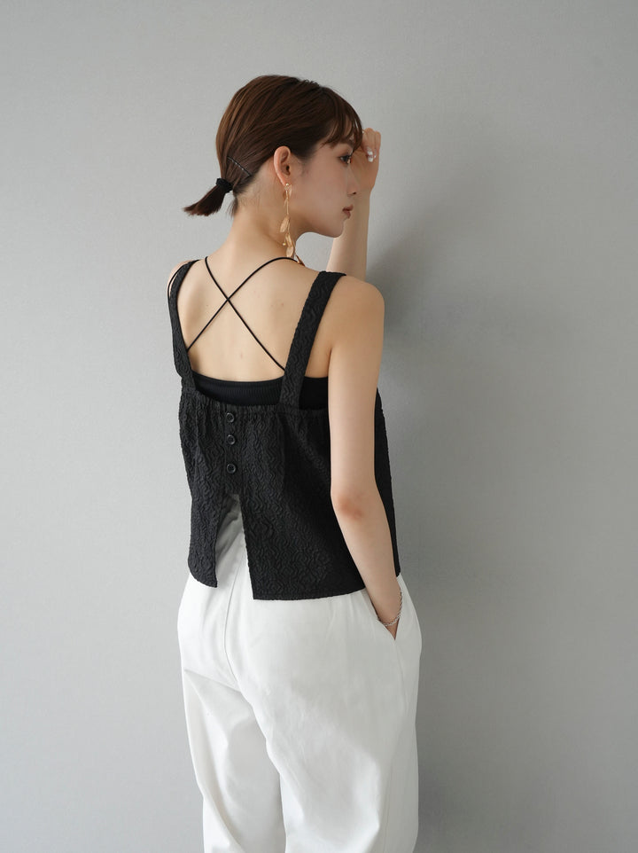 [Pre-order] Puffy Jacquard Bustier Cami Top/Black