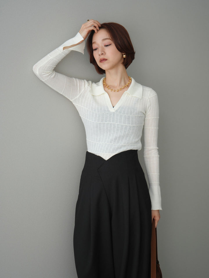 [予約]シアーリブスキッパーニットトップス/ivory