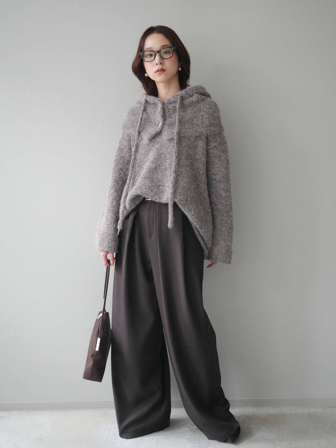 [SET]バラクラバSETニットプルオーバー+ベルトループデザインワイドパンツ(2set)