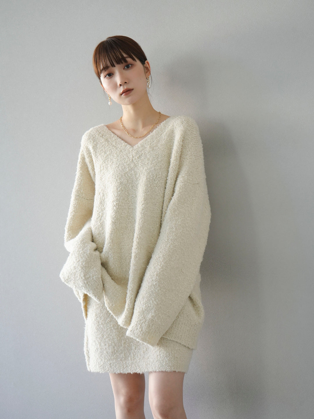 [SET] 橢圓針織衫 & 迷你裙 SET UP