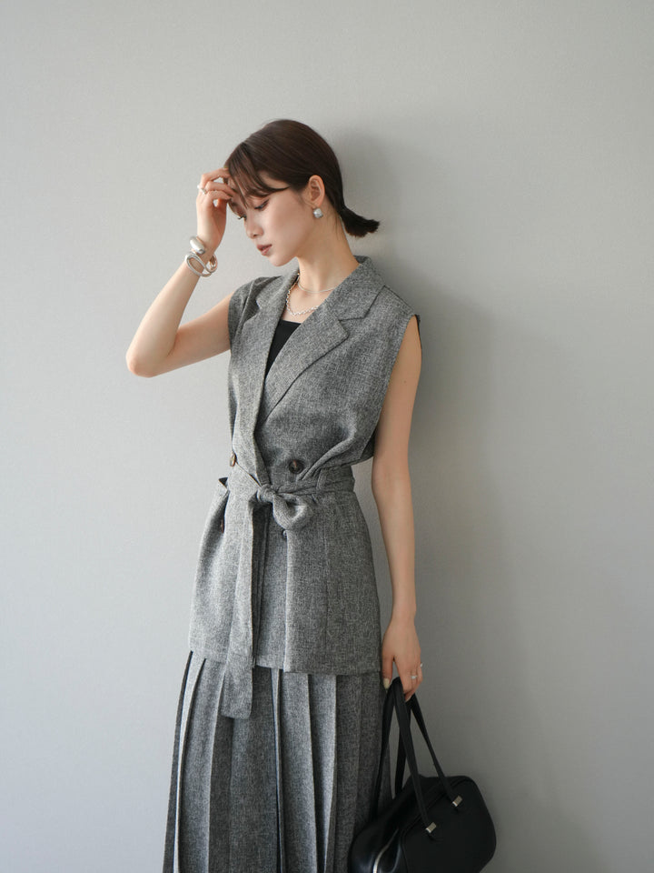 [預購] 混合粗呢背心/黑色