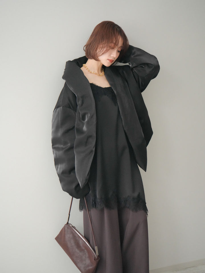 [20%オフ]シャイニーアシンメトリーダウンジャケット/black