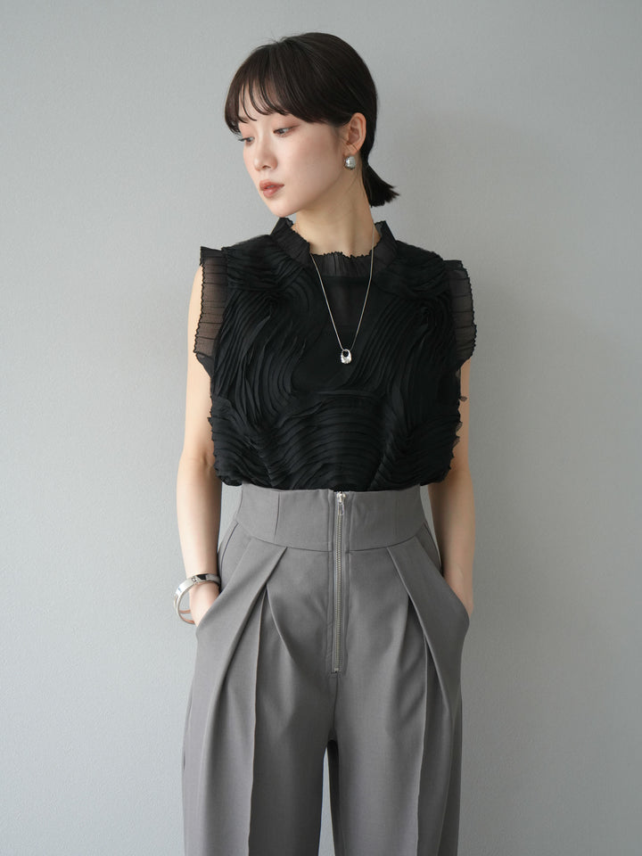 [SET]チュールジャガードノースリブラウス+チュールジャガードノースリブラウス(2set)