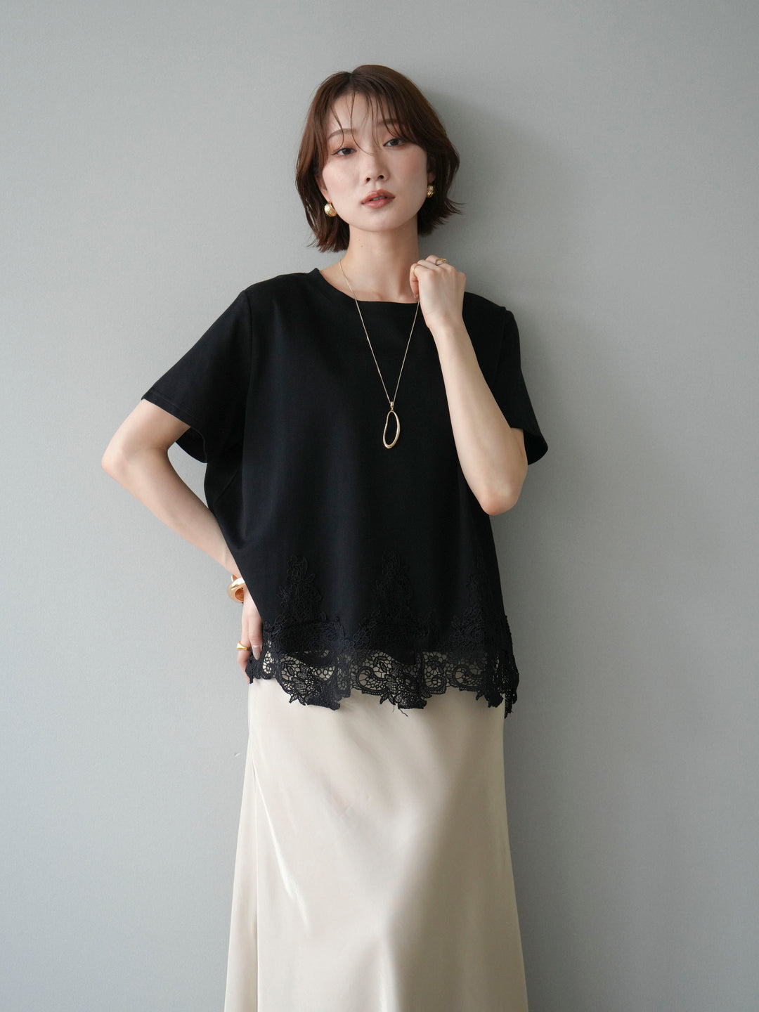 [予約]レースコンビボックスTEE/black