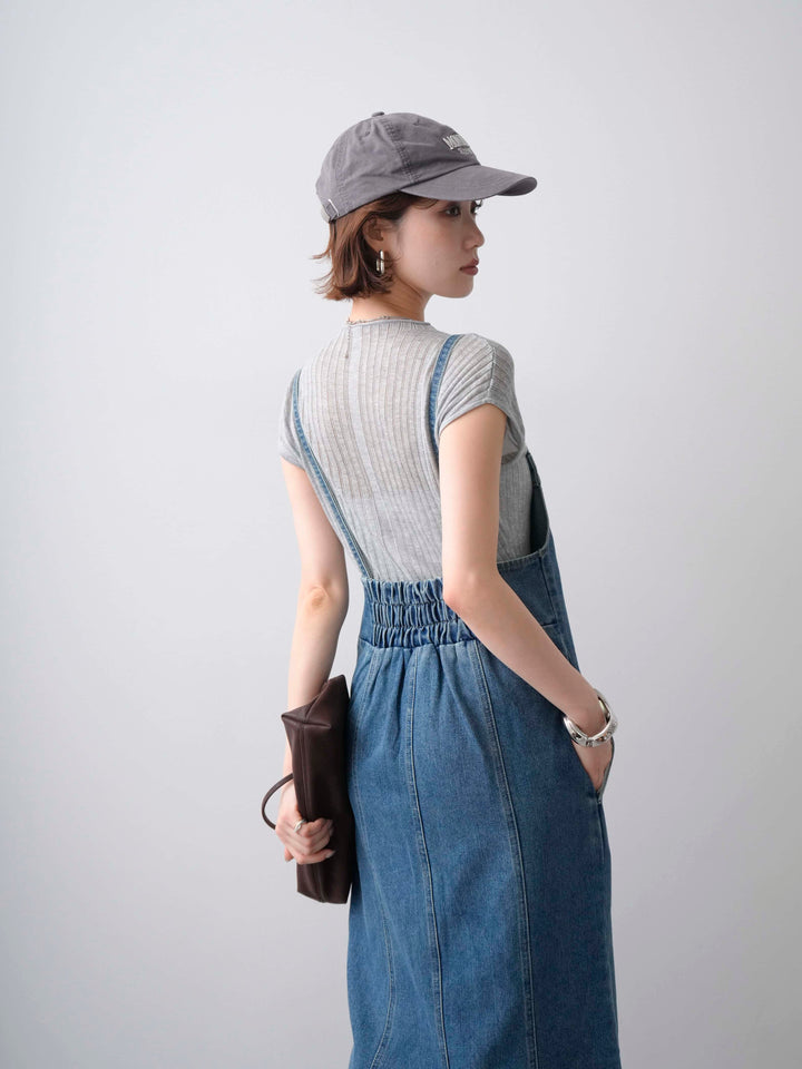 [予約]シアーリブフレンチニットトップス/grey
